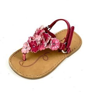 Seven 7 Girls Pink Leather floral Slingback Sandals Size 6